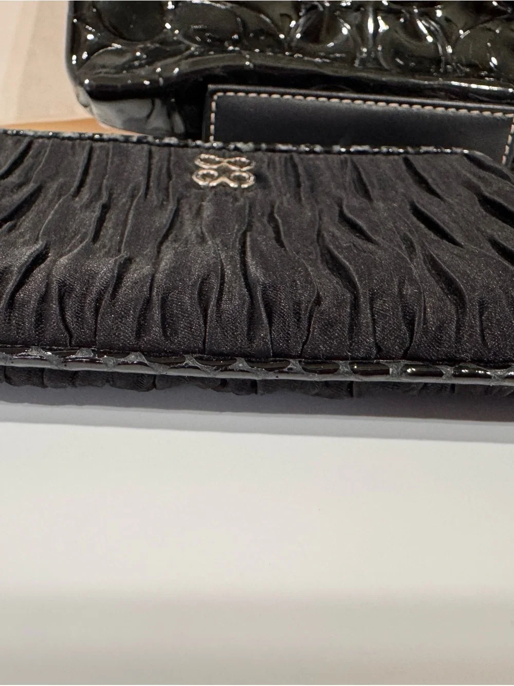 Coach Black Pleated Fabric & Patent Leather Wristlet Duo - Picture 6 of 15